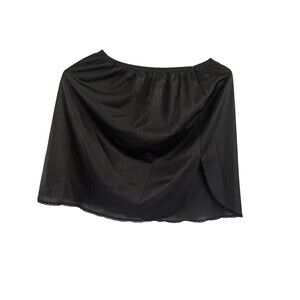 Vassarette Half Slip Womens Size M Black Nylon Lace Hem Slit Vintage USA